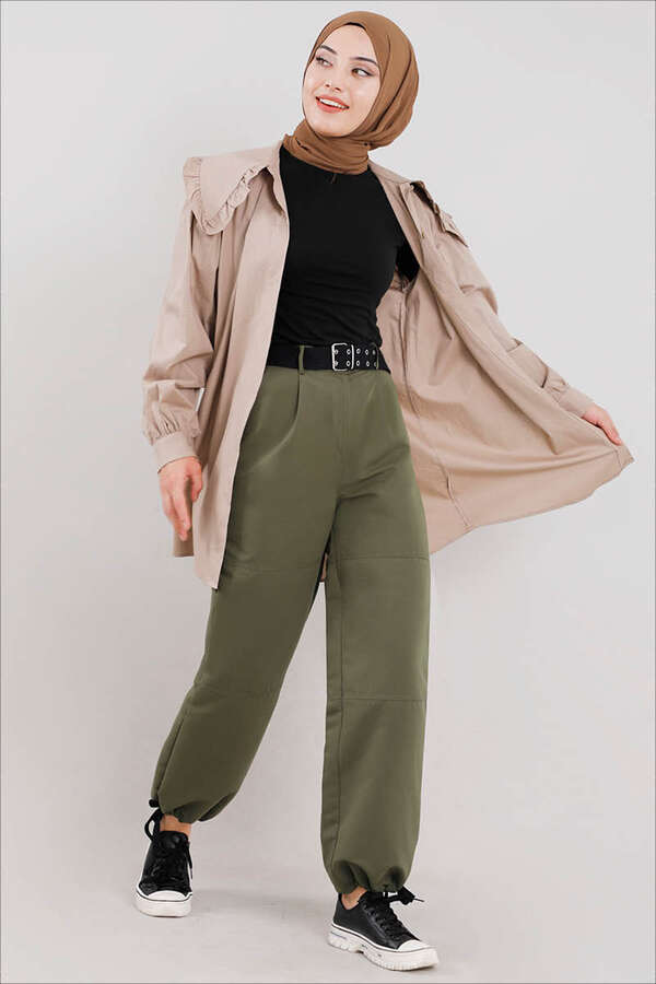 Gabardin Kargo Pantolon Haki - 3