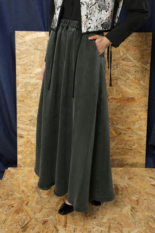 Kloş Denim Etek Antrasit - 4