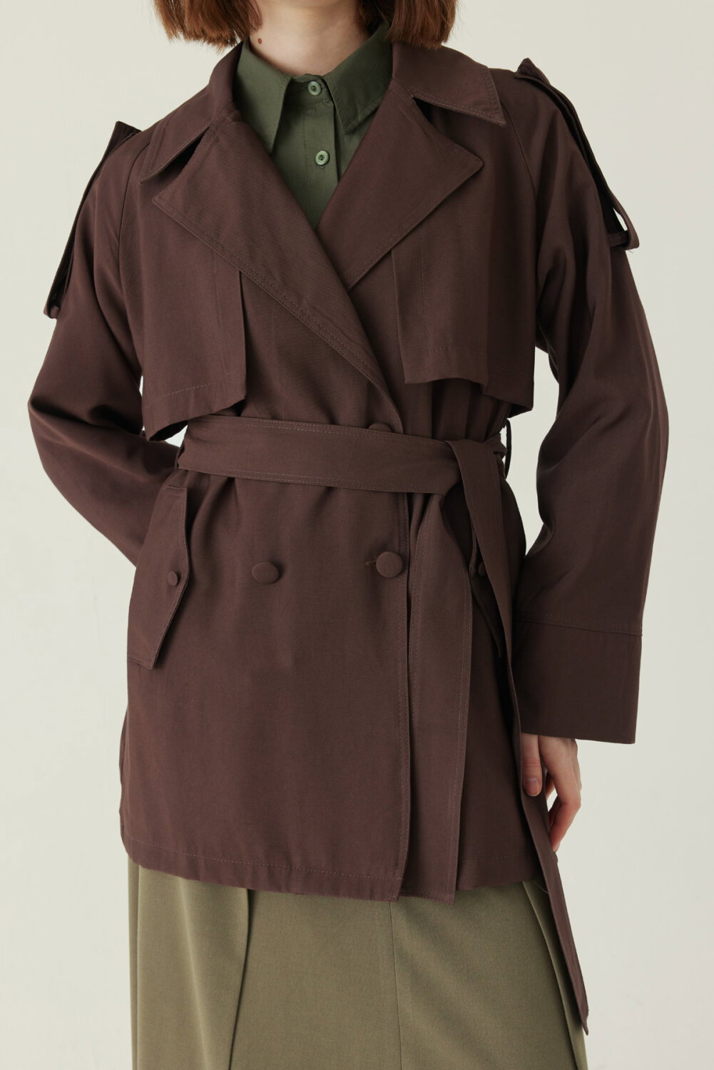 Reglan Kol Trençkot Kahverengi - 4