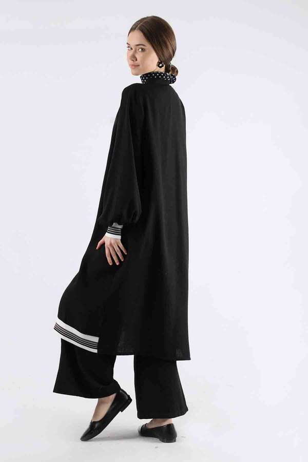 Ribanalı Abaya Takım Siyah - 5
