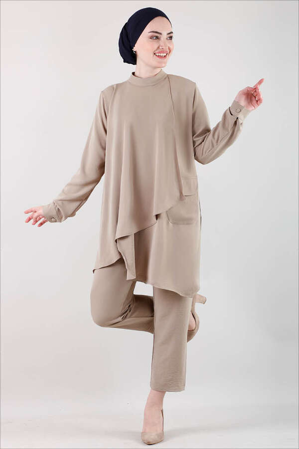 Salaş Tunik Takım Açık Cappucino - 2
