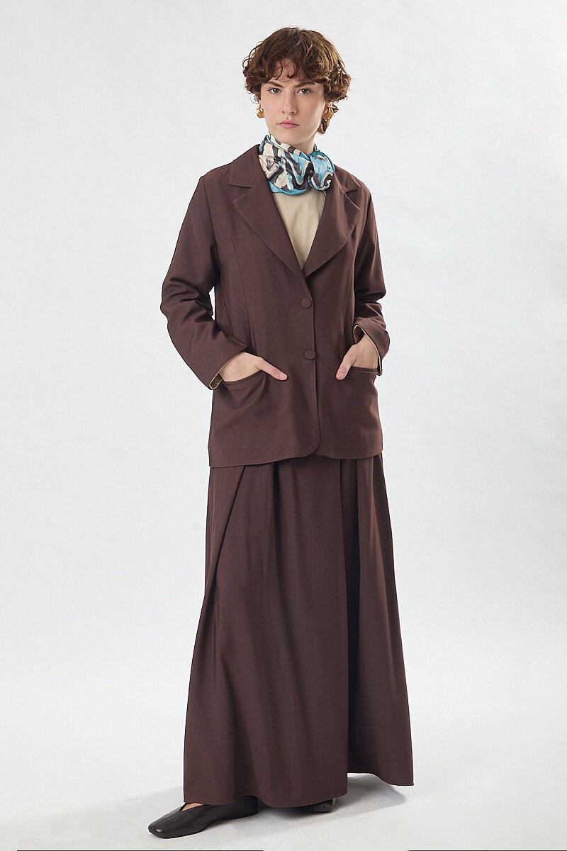 Tensel Blazer Ceket Kahverengi