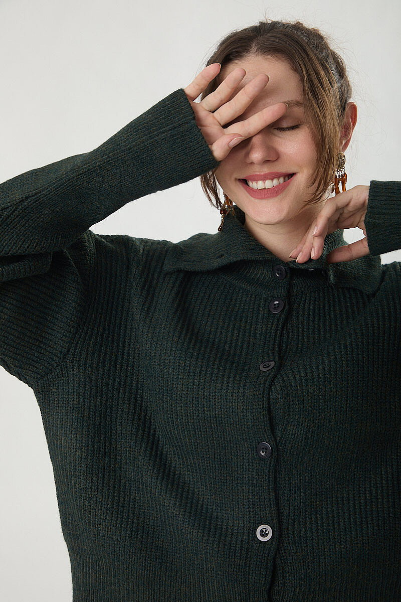 Turtleneck Cardigan Khaki