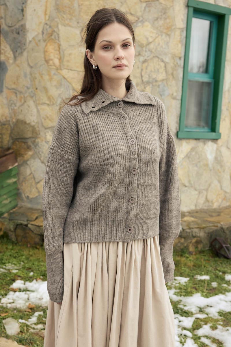 Turtleneck Cardigan Mink