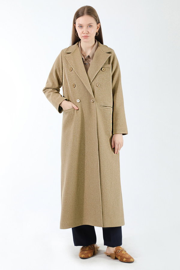 Uzun Oversize Kaşe Kaban Camel - 3