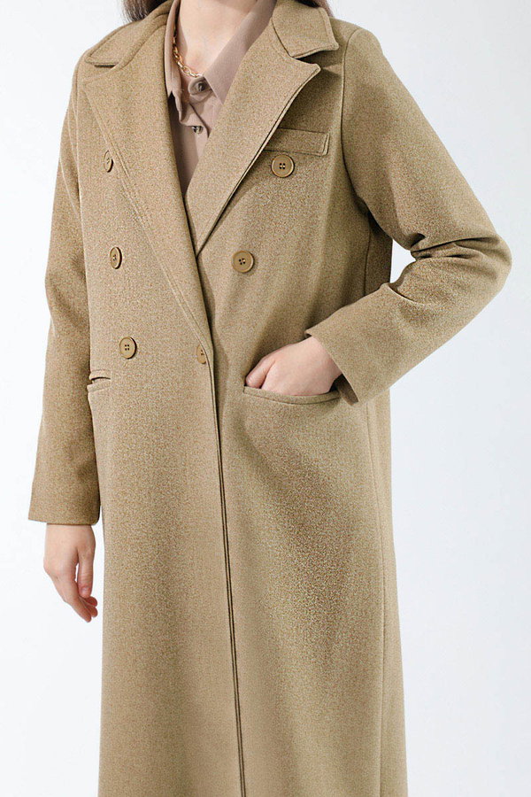 Uzun Oversize Kaşe Kaban Camel - 4