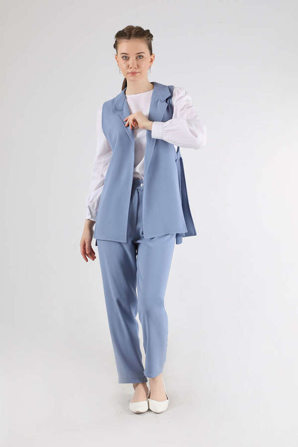Vest Tunic Suit Baby Blue