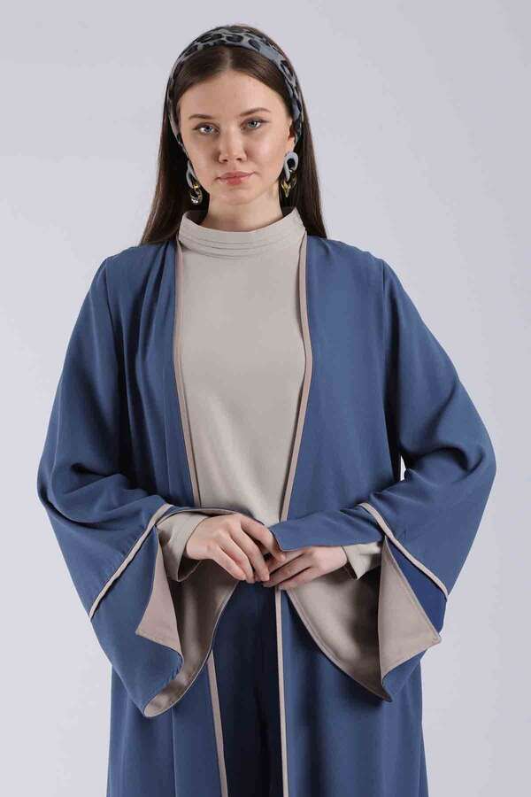 Yırtmaçlı Abaya Takım İndigo - 2