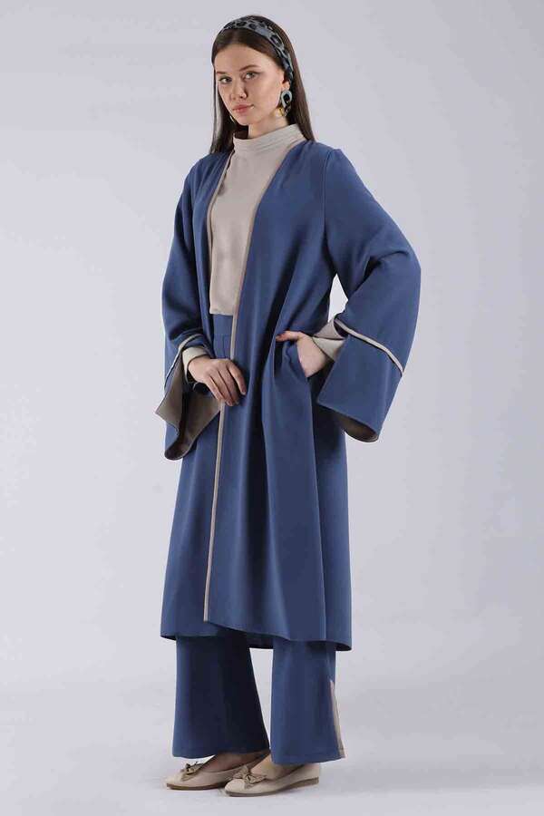 Yırtmaçlı Abaya Takım İndigo - 3